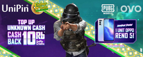 Top Up Unknown Cash (UC) PUBGM di UniPin Dapatkan Cashback 10Ribu UniPin Credits & 1 Unit HP Oppo Reno!